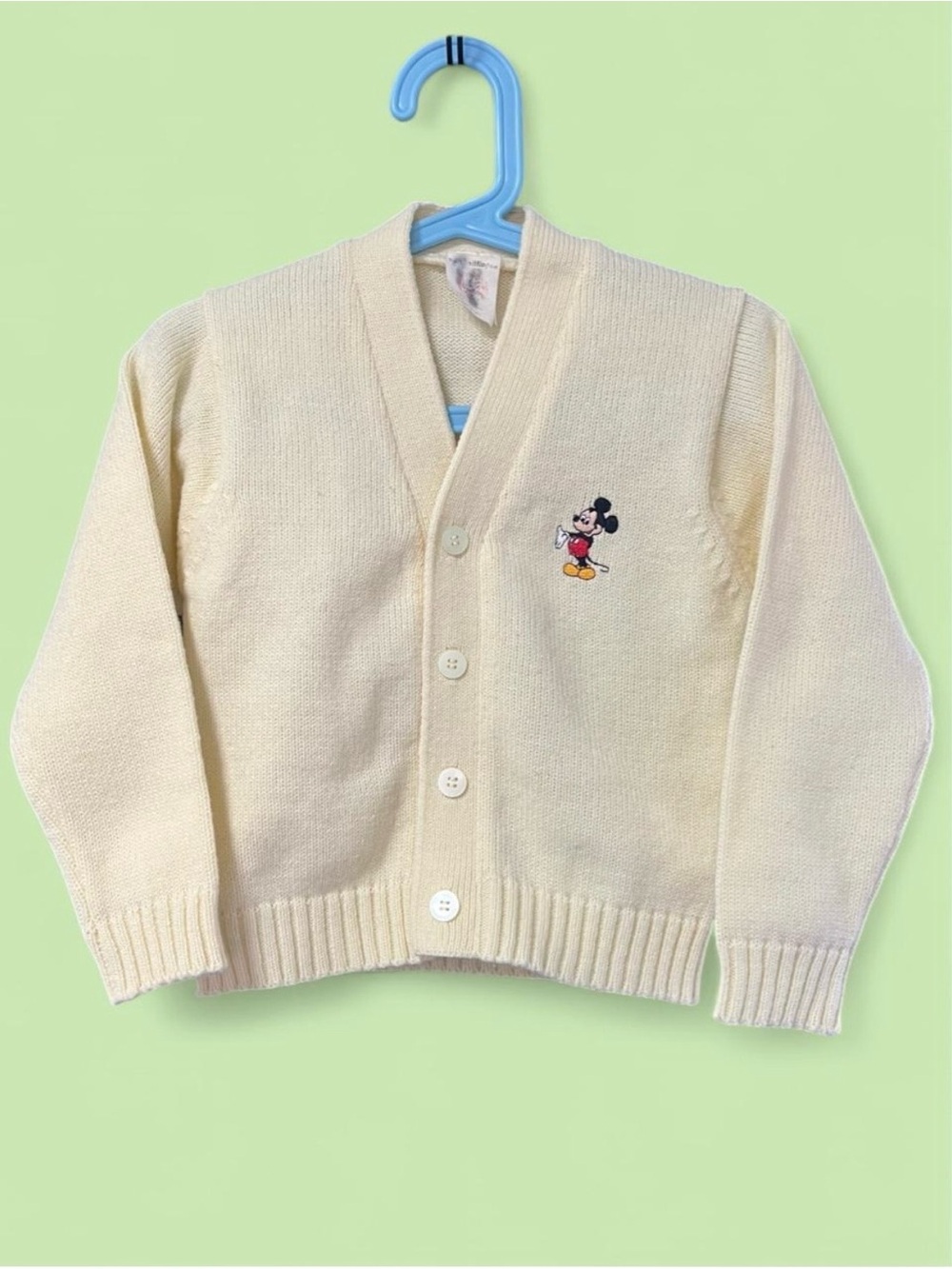 Vintage Disney Kids Cardigan with Mickey Mouse Embroidery